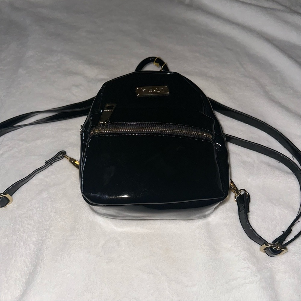 Bebe PVC Mini Backpack Purse - Gold Hardware